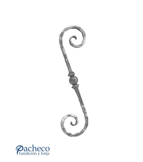 Ese Forjada Machada con Cola dePez y Bola Central Cuadrado 14 mm