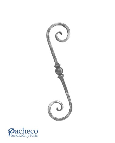 Ese Forjada Machada con Cola dePez y Bola Central Cuadrado 14 mm
