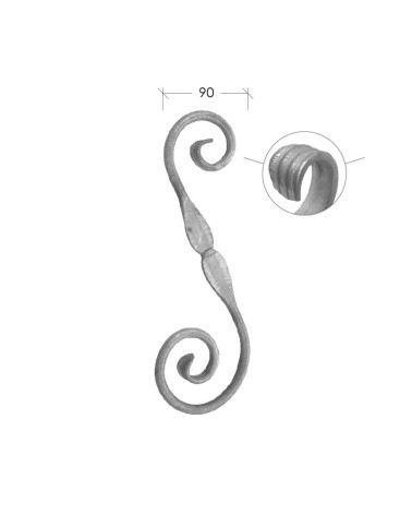 Ese Forjada con Lágrima Doble Central y Cola de Pez Redondo 12 mm