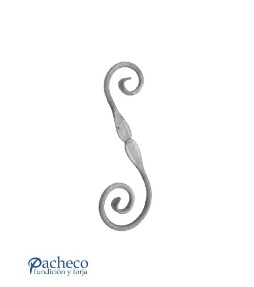 Ese Forjada con Lágrima Doble Central y Cola de Pez Redondo 12 mm