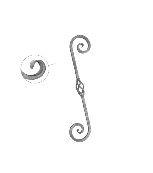 Ese Forjada Alargada con Acabado Lengua y Piña Central Cuadrado 20 mm