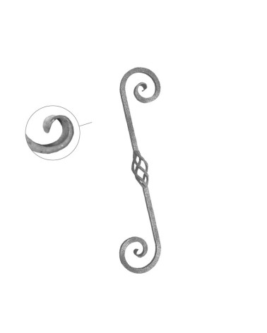 Ese Forjada Alargada con Acabado Lengua y Piña Central Cuadrado 20 mm