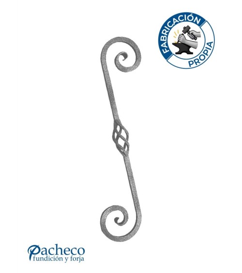 Ese Forjada Alargada con Acabado Lengua y Piña Central Cuadrado 20 mm