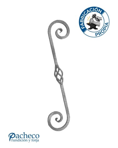 Ese Forjada Alargada con Acabado Lengua y Piña Central Cuadrado 20 mm