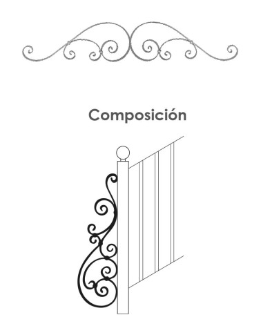 Composición de Piezas de Forja  Pletina 20x6 mm