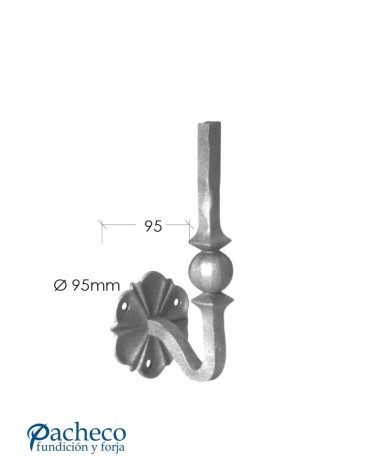 Soporte para Escalera de Forja con Bola Central Cuadrado 14 mm