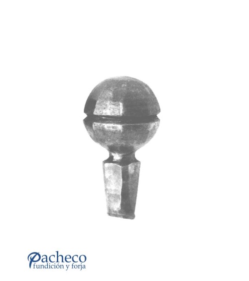 Remate de Hierro Forjado Bola Partida con Base Cuadrada 25 mm