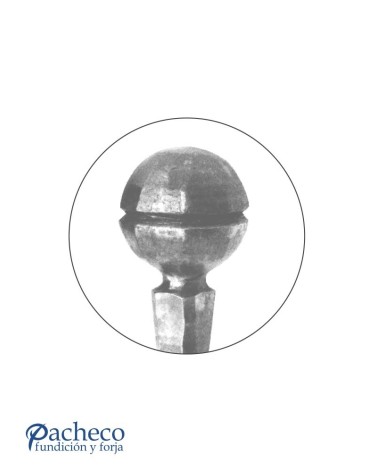 Remate de Hierro Forjado Bola Partida con Base Cuadrada 25 mm