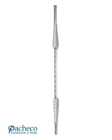 Balaustre Forjado Doble Hoja Estampada Cuadrado 14 mm