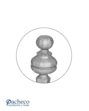 Remate de Forja Bola con Base Cuadrada 25 mm