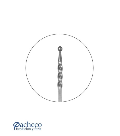 Lanza de Forja con Punta Redonda y Entorchada con Base Cuadrada 16 mm