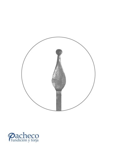 Lanza de Forja de Hoja Chafada con Punta Redonda con Base Cuadrada 14-16 mm