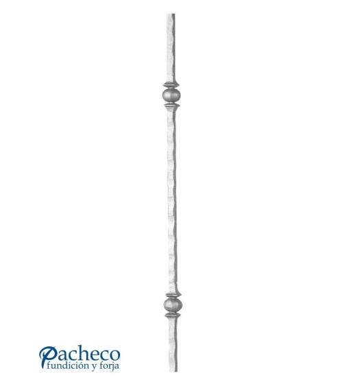 Balaustre Forjado Machado Doble Bola Cuadrado 14 mm