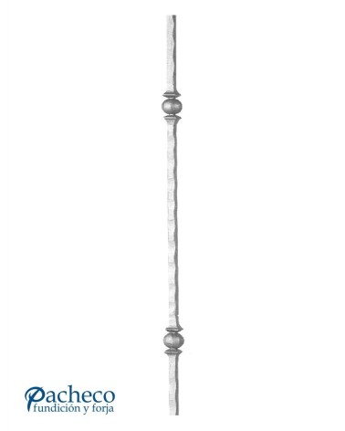 Balaustre Forjado Machado Doble Bola Cuadrado 14 mm