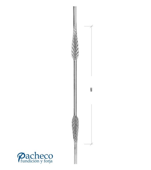 Balaustre Forjado Doble Hoja Estampada Redondo 14 mm