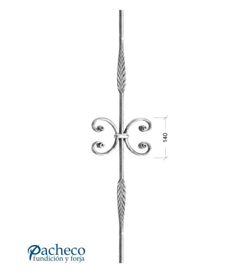 Balaustre Forjado Hoja Doble y Ces Centrales Redondo 14 mm
