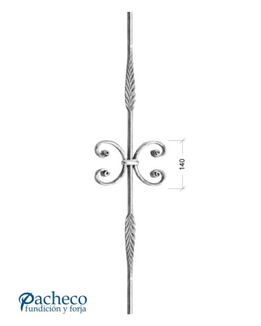 Balaustre Forjado Hoja Doble y Ces Centrales Redondo 14 mm