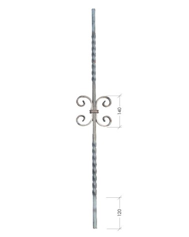 Balaustre Forjado Entorchado Volutas Cuadrado 12 mm