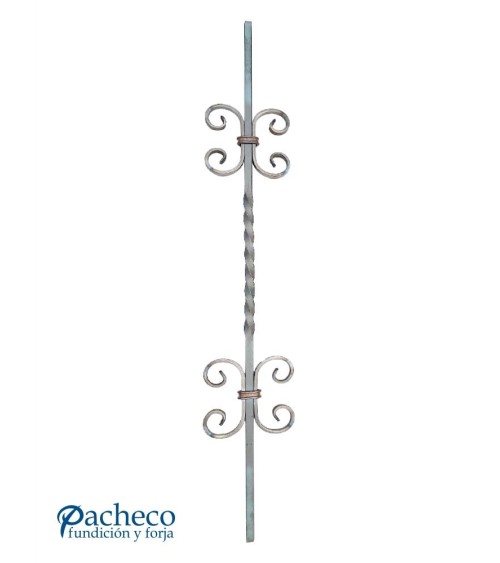 Balaustre Forjado Entorchado Doble Voluta Cuadrado 12 mm