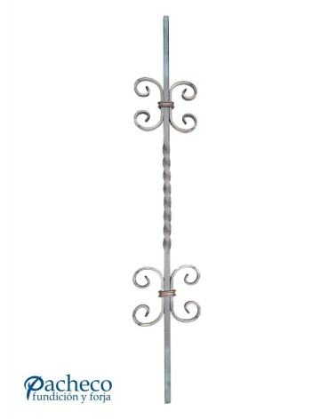 Balaustre Forjado Entorchado Doble Voluta Cuadrado 12 mm
