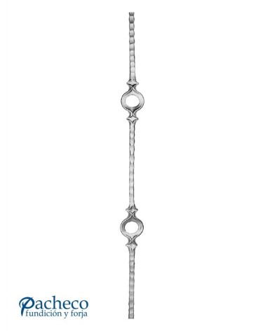 Balaustre Forjado Martillado Doble Anillo Central Cuadrado 14 mm