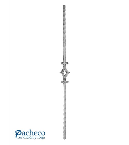 Balaustre Forjado Martillado Rombo Central Cuadrado 14 mm