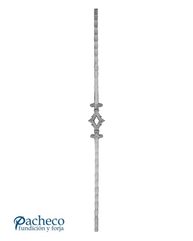 Balaustre Forjado Martillado Rombo Central Cuadrado 14 mm
