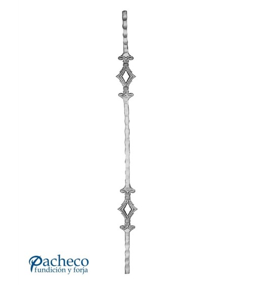 Balaustre Forjado Martillado Doble Rombo Cuadrado 14 mm