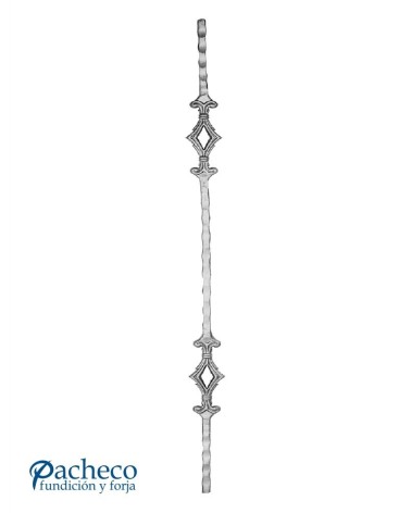 Balaustre Forjado Martillado Doble Rombo Cuadrado 14 mm