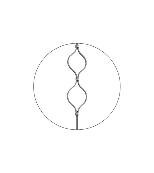 Balaustre Forjado Doble Óvalo Central Cuadrado 12 mm