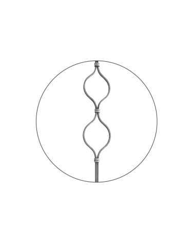 Balaustre Forjado Doble Óvalo Central Cuadrado 12 mm