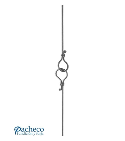 Balaustre Forjado Anillos Centrales Entrelazados Redondo 12 mm