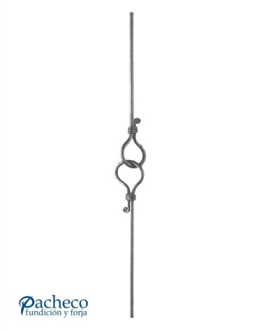 Balaustre Forjado Anillos Centrales Entrelazados Redondo 12 mm