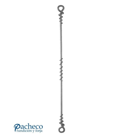 Balaustre Forjado Espiral con Argollas en Extremos Redondo 12 mm