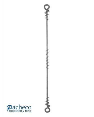 Balaustre Forjado Espiral con Argollas en Extremos Redondo 12 mm