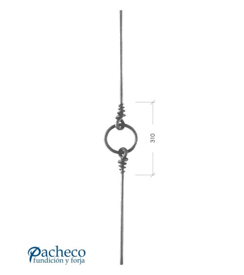 Balaustre Forjado Aro Central Espirales Centrales Redondo 12 mm