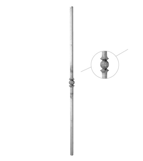 Balaustre Forjado Nudo Central Simple Cuadrado 14 mm