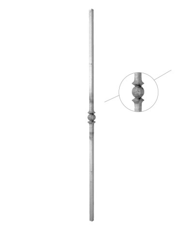 Balaustre Forjado Nudo Central Simple Cuadrado 14 mm