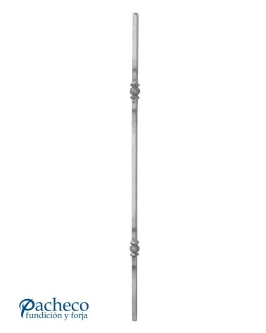 Balaustre Forjado Nudo Doble Simple Cuadrado 14 mm