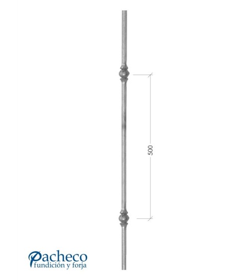 Balaustre Forjado Nudo Doble Simple Redondo 14 mm