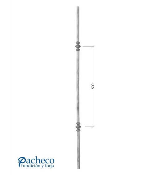 Balaustre Forjado Macolla Doble Cuadrado 14 mm