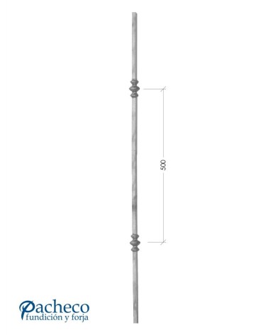 Balaustre Forjado Macolla Doble Cuadrado 14 mm