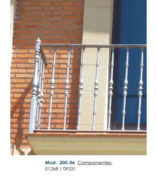 Balaustre Forjado Macolla Central y Adornos Forja Redondo 16 mm