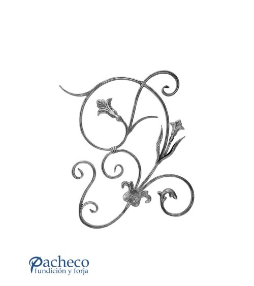 Balaustrada de Forja Dcha Hojas de Forja Pletina 16x8 mm