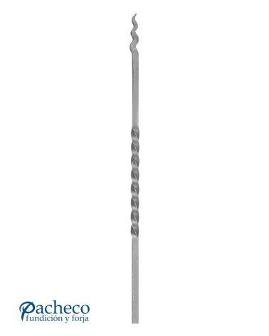 Balaustre Lanza de Forja Punta Curvilínea Entorchado Cuadrado 16 mm