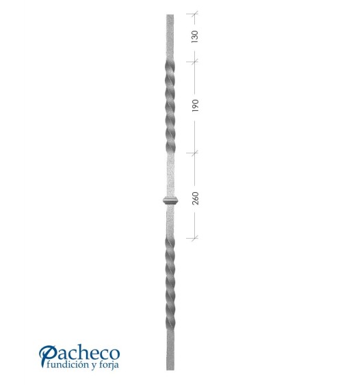 Balaustre Forjado Entorchado Anillo Central 900 mm alto Cuadrado 14-16-20 mm