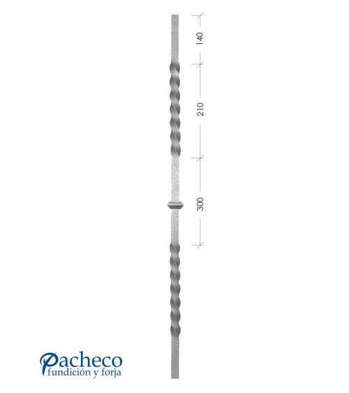 Balaustre Forjado Entorchado Anillo Central 1000 mm alto Cuadrado 14-16-20 mm