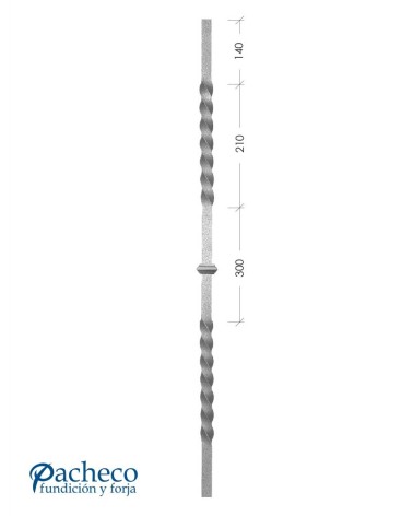 Balaustre Forjado Entorchado Anillo Central 1000 mm alto Cuadrado 14-16-20 mm