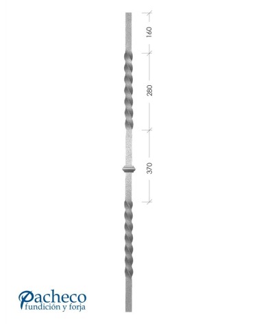 Balaustre Forjado Entorchado Anillo Central 1250 mm alto Cuadrado 14-16-20 mm