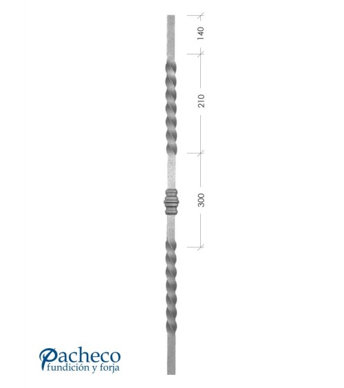 Balaustre Forjado Entorchado Macolla Central 1000 mm alto Cuadrado 14-16 mm